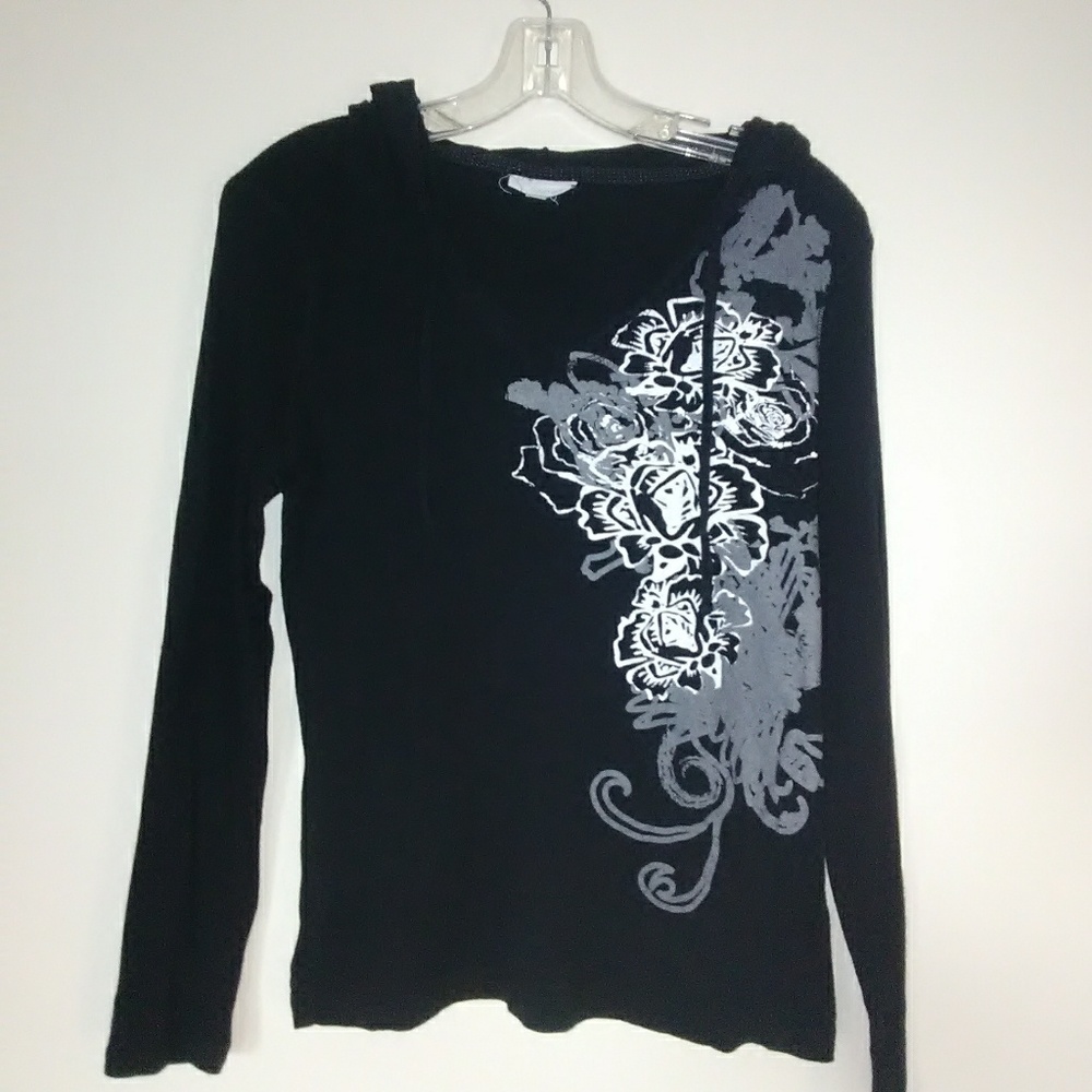 Black Long Sleeve Shirt With Hood